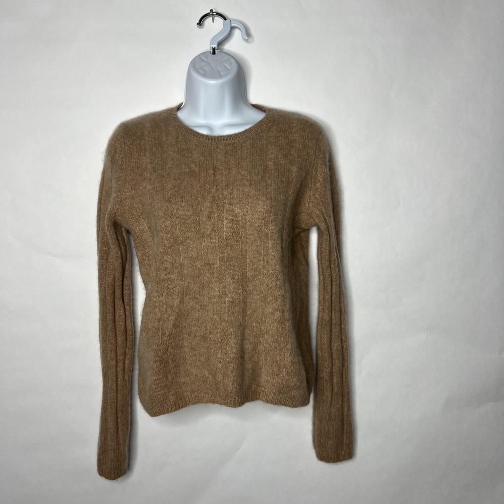 Saks Fifth Avenue 100% Cashmere Sweater Womens Medium Beige Crewneck Pullover